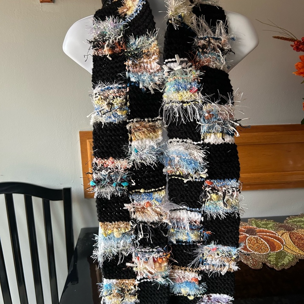 Colorful Patchwork Knit Scarf